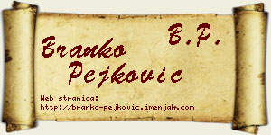 Branko Pejković vizit kartica